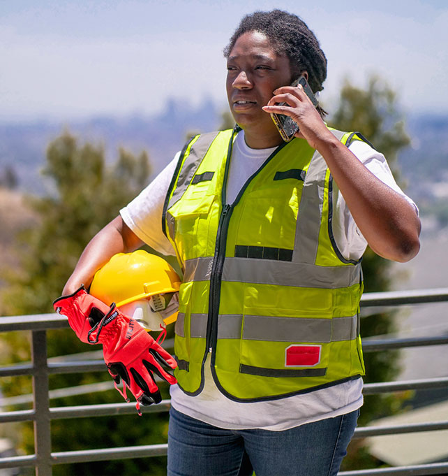 Woman answering phone call